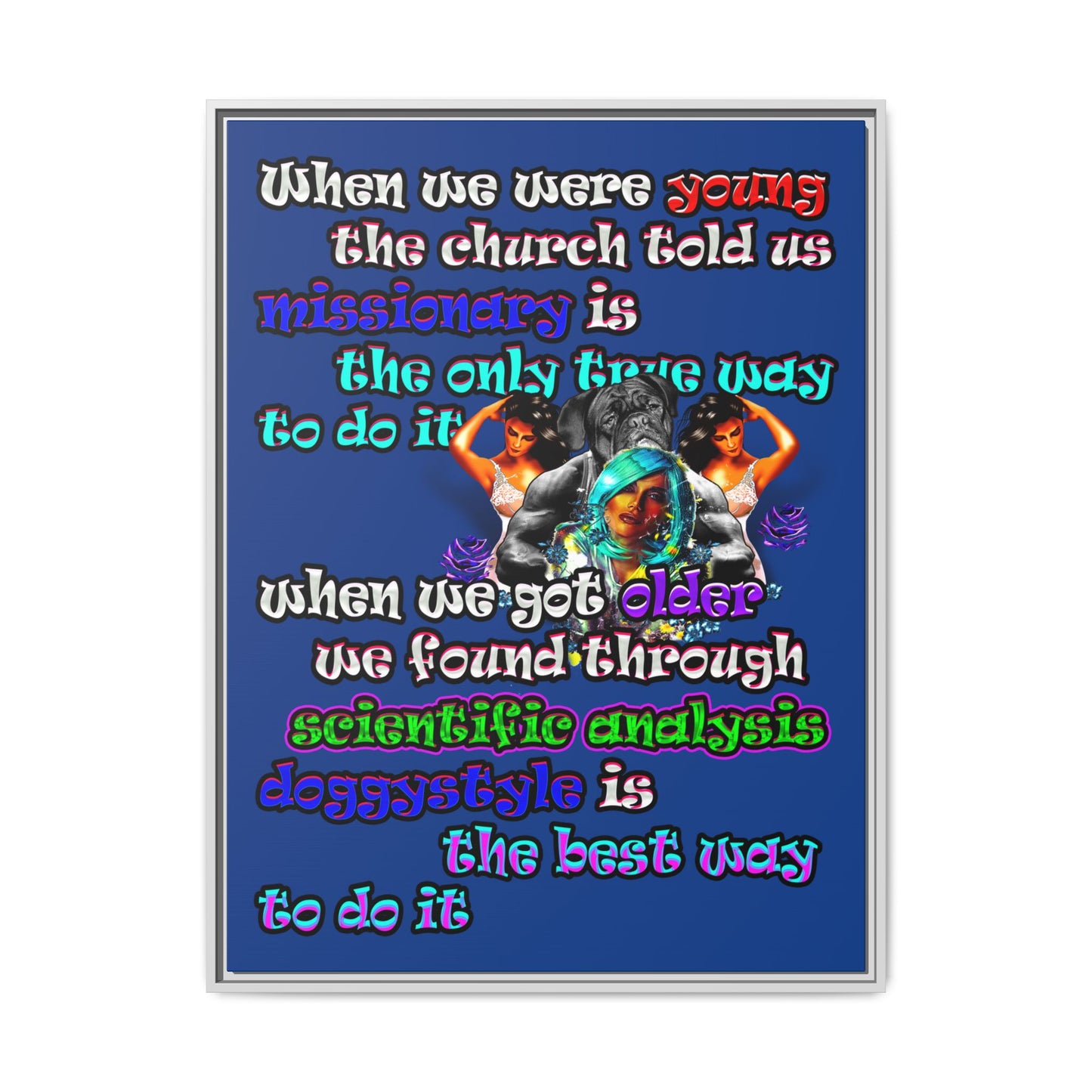 doggystyle - framed canvas art (dark blue)