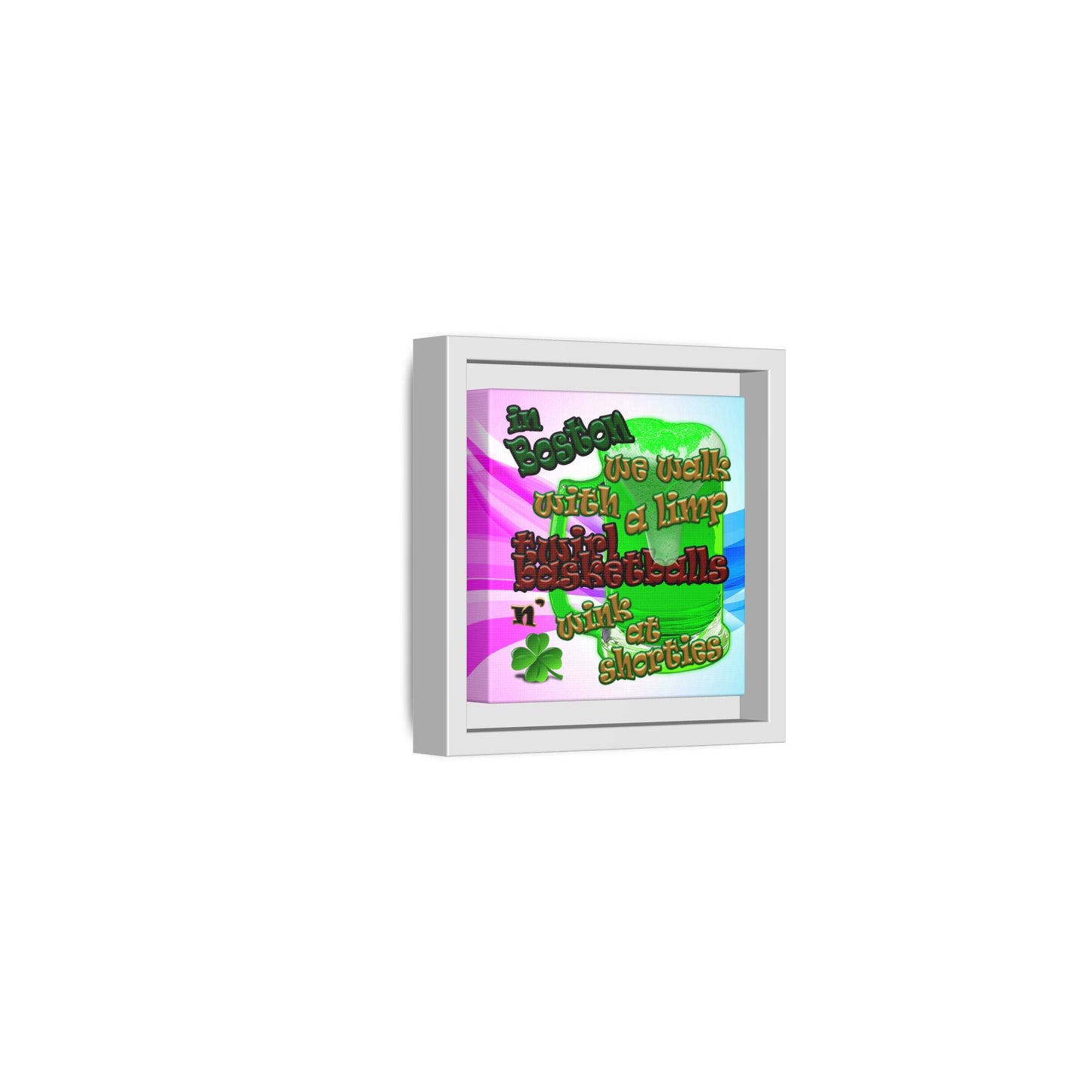 celtics logo - framed canvas art (light blue-pink wave)