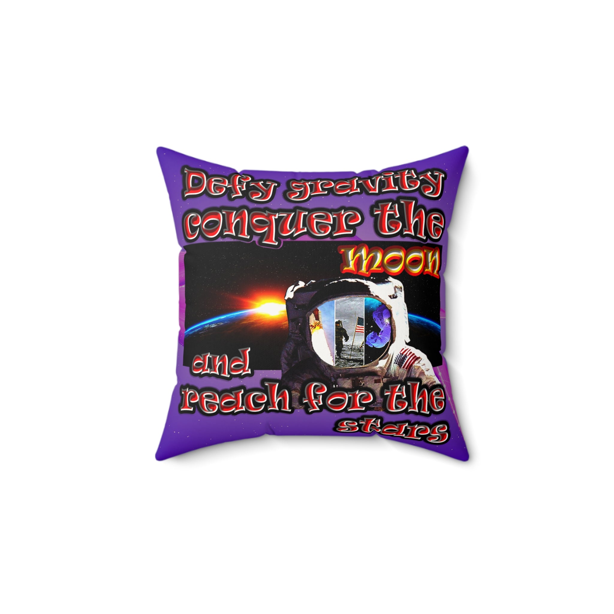 defy conquer reach - Faux Suede Square Pillow - (purple-pink wave)