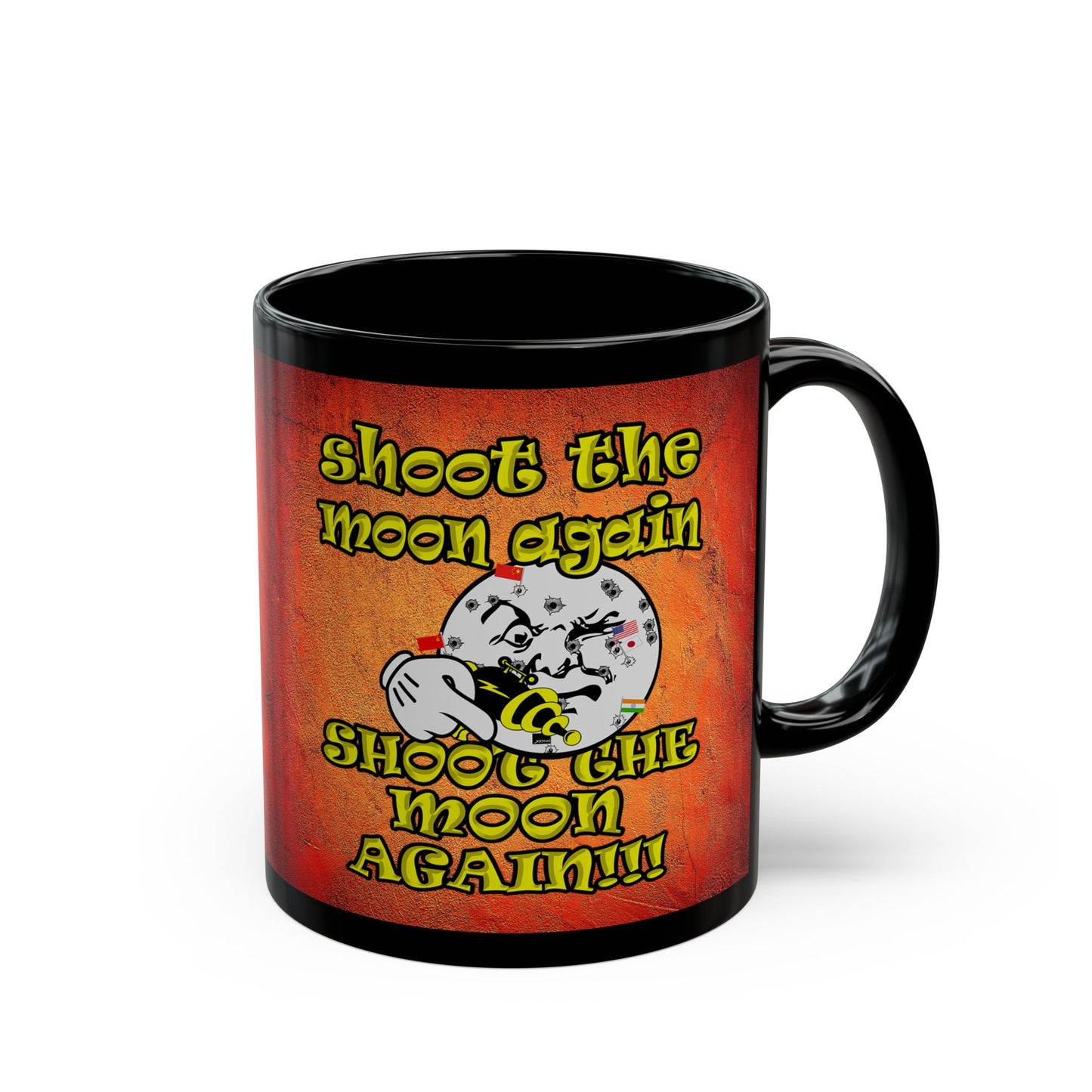 shoot the moon again - Black Mug (burnt orange)