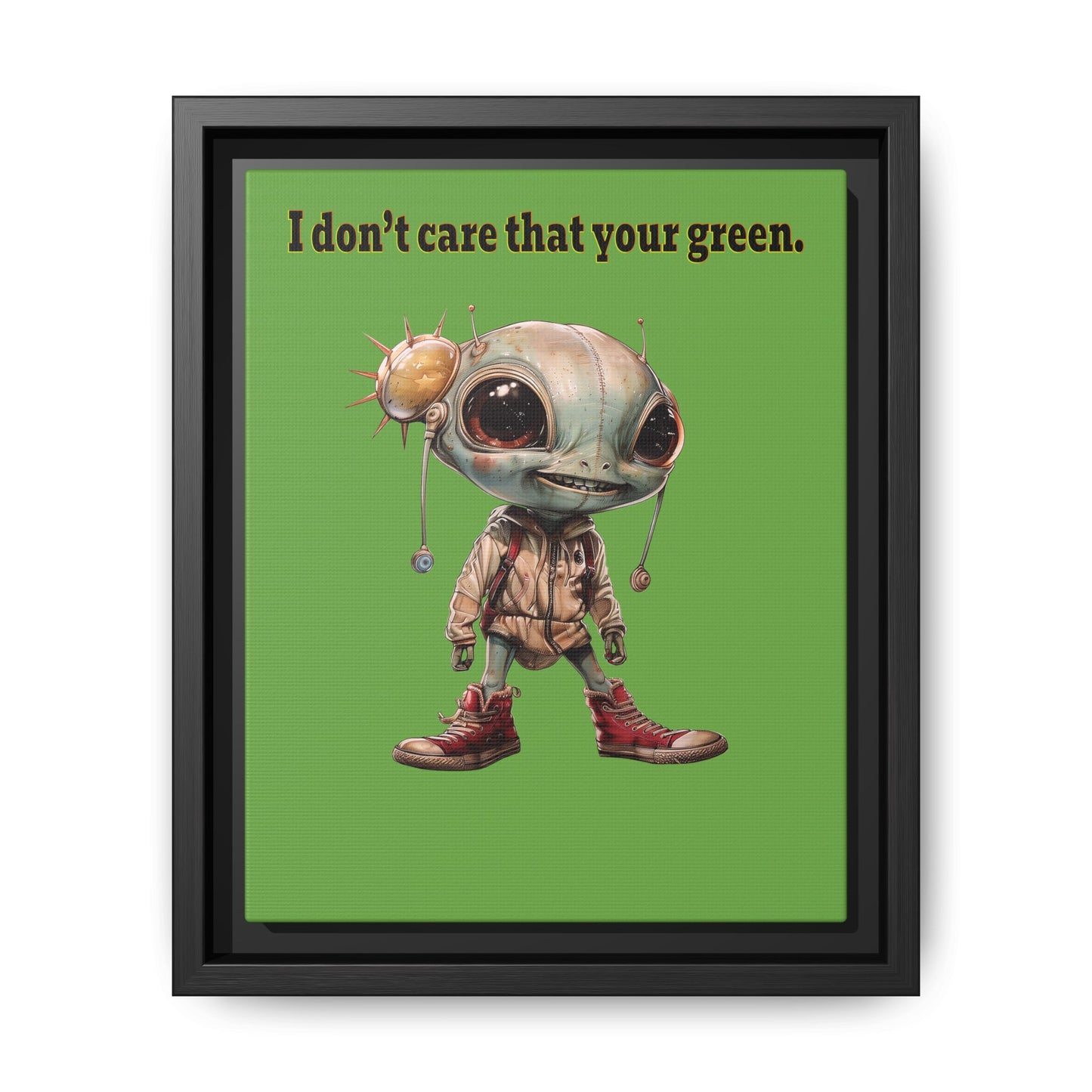 I don't care that your green - framed canvas art (green)