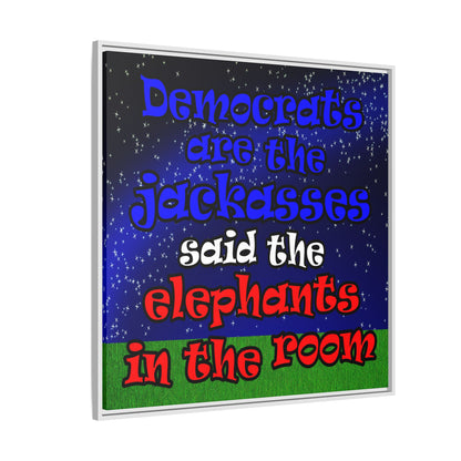 donkeys and elephants - framed canvas art ('snoops' background)