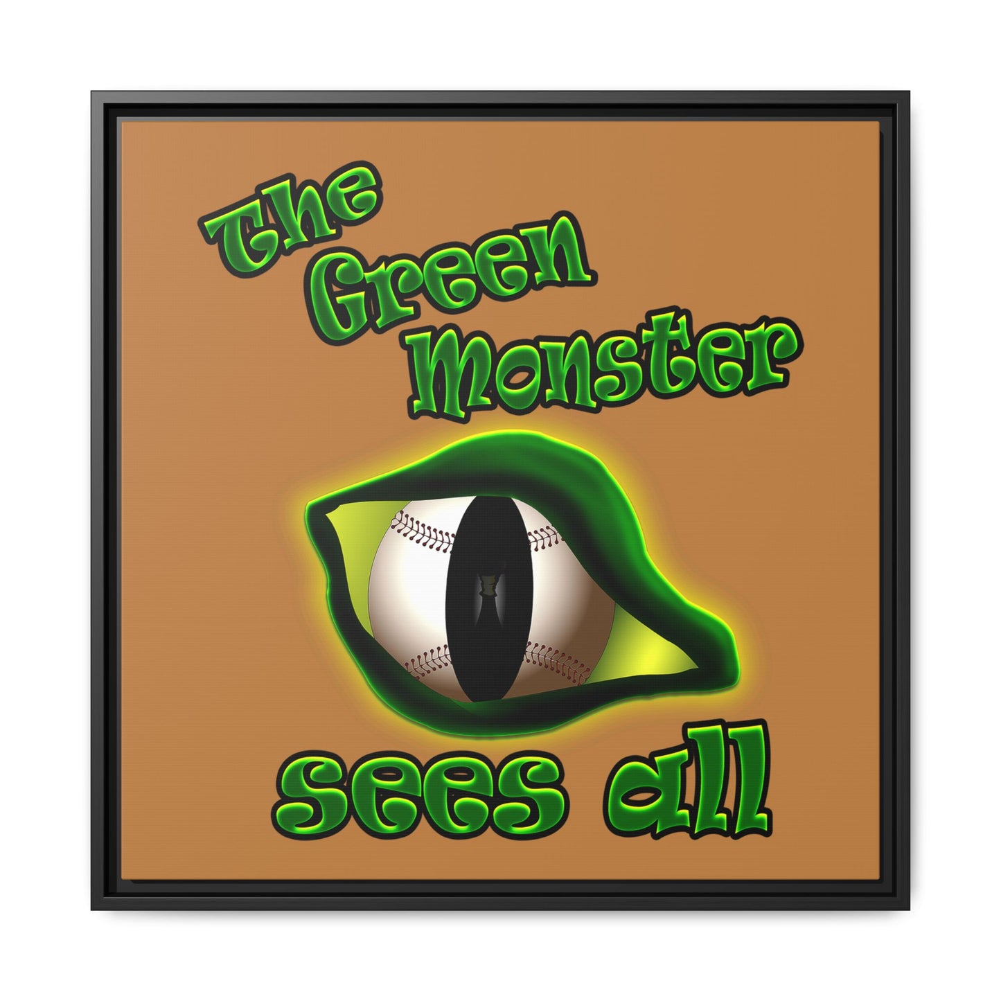green monster - framed canvas art (light brown)