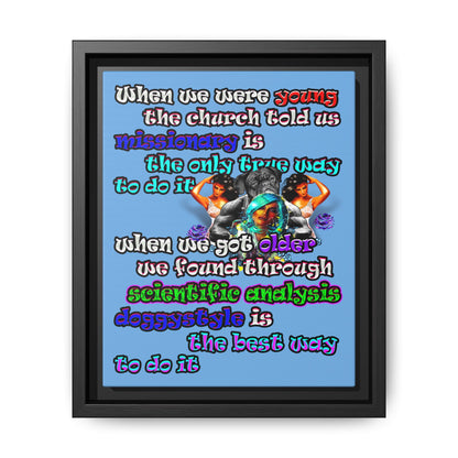doggystyle - framed canvas art (light blue)