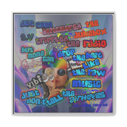 drop the beat - framed canvas art (grey-pink wave)