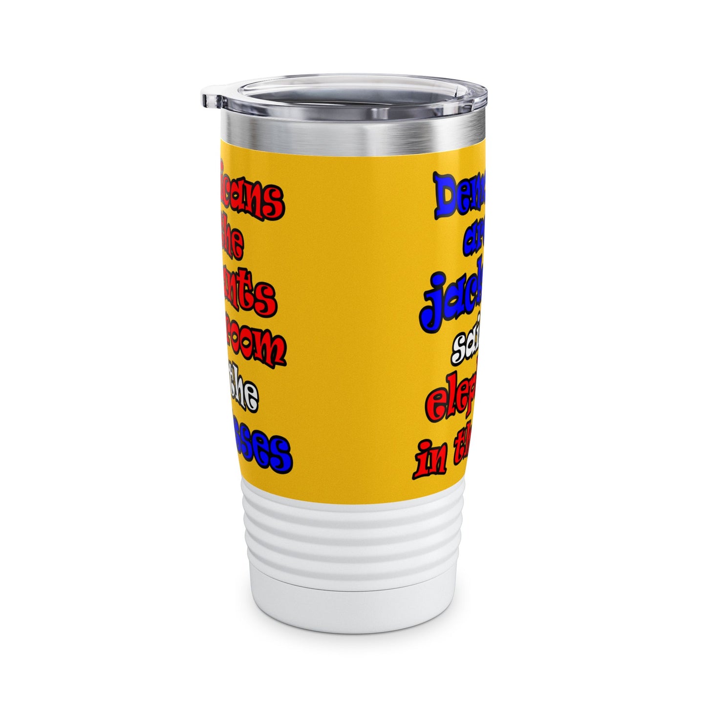 donkeys and elephants - Ringneck Tumbler, 20oz (yellow)