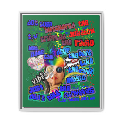 drop the beat - framed canvas art (dark green)