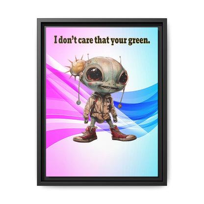 I don't care that your green - framed canvas art (light blue-pink wave)