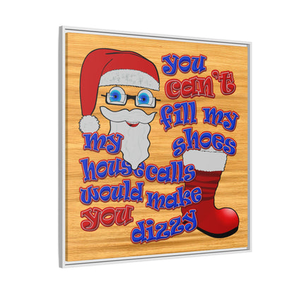 santa's shoes - framed canvas art (butterscotch wood finish)