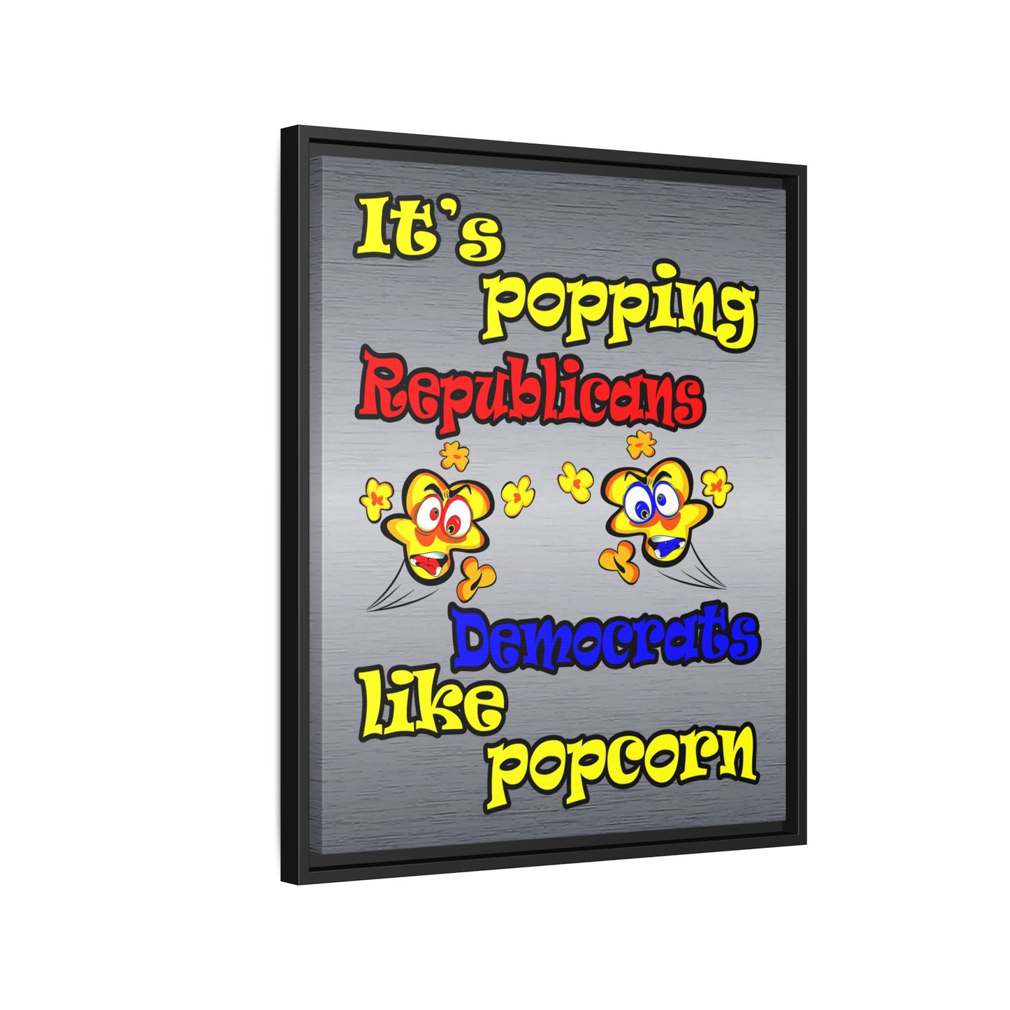 popping like popcorn - framed canvas art (brushed nickel)