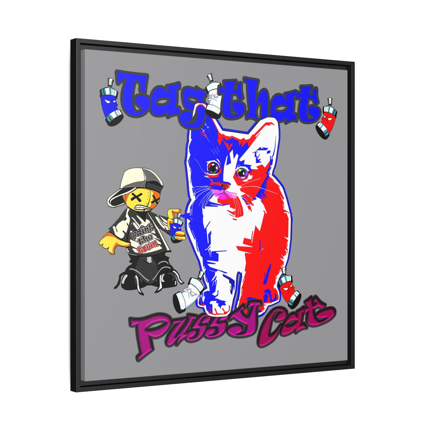 tag that - framed canvas art (grey)