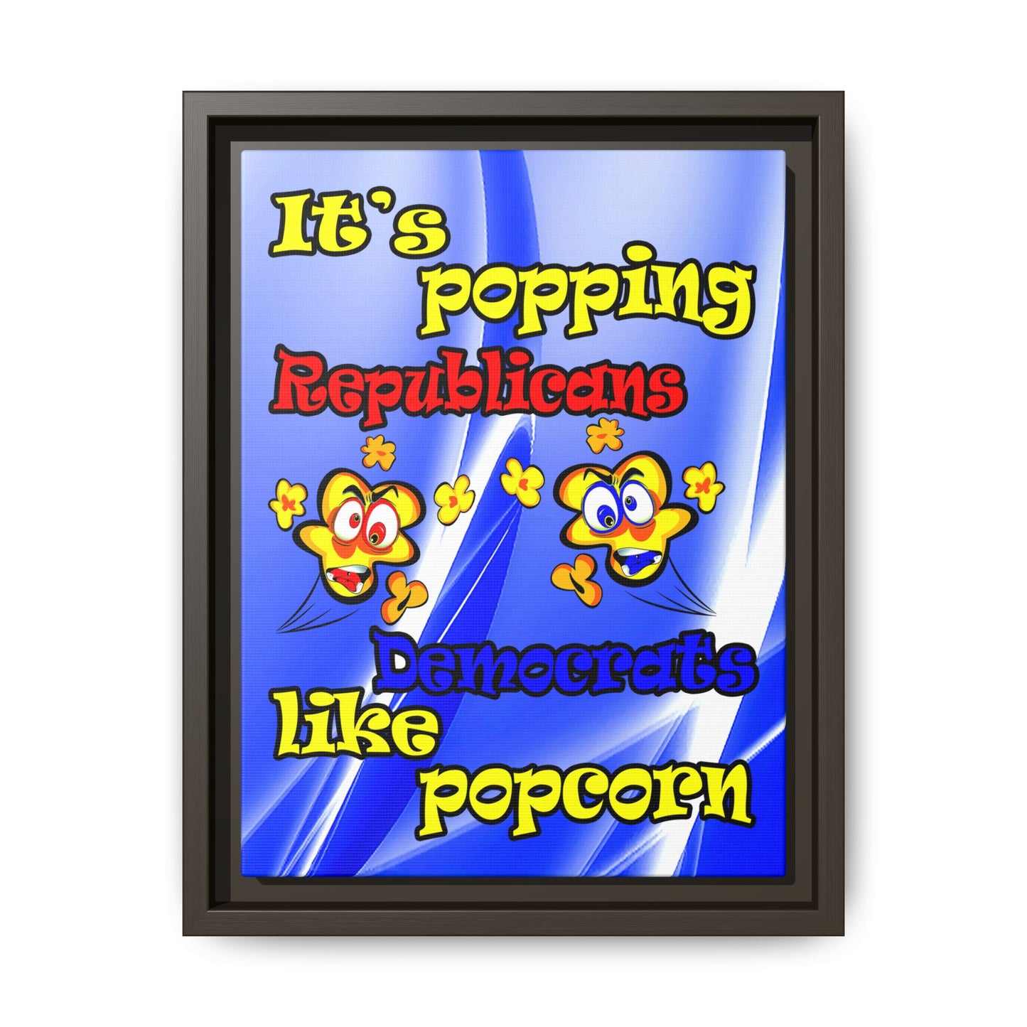 popping like popcorn - framed canvas art (blue-white wave)