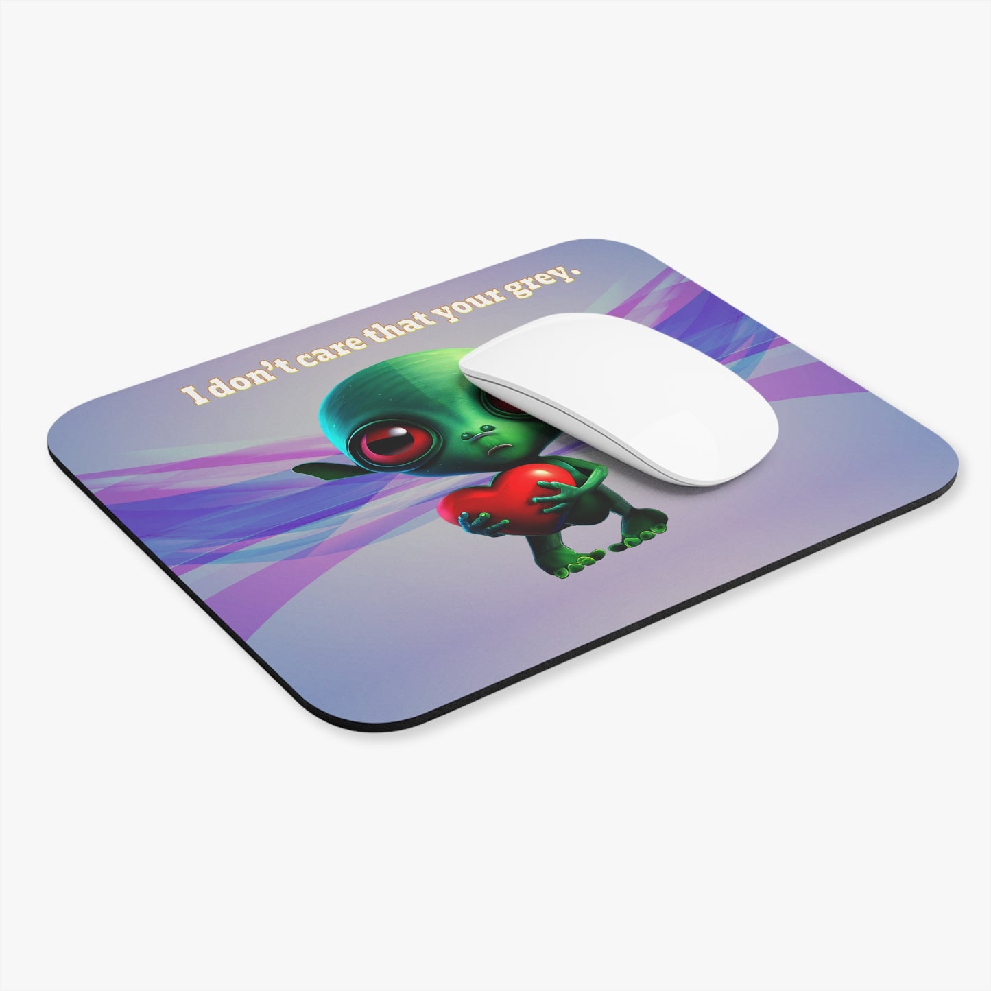 I don't care that your grey - Mouse Pad (Rectangle) (light blue-pink wave)