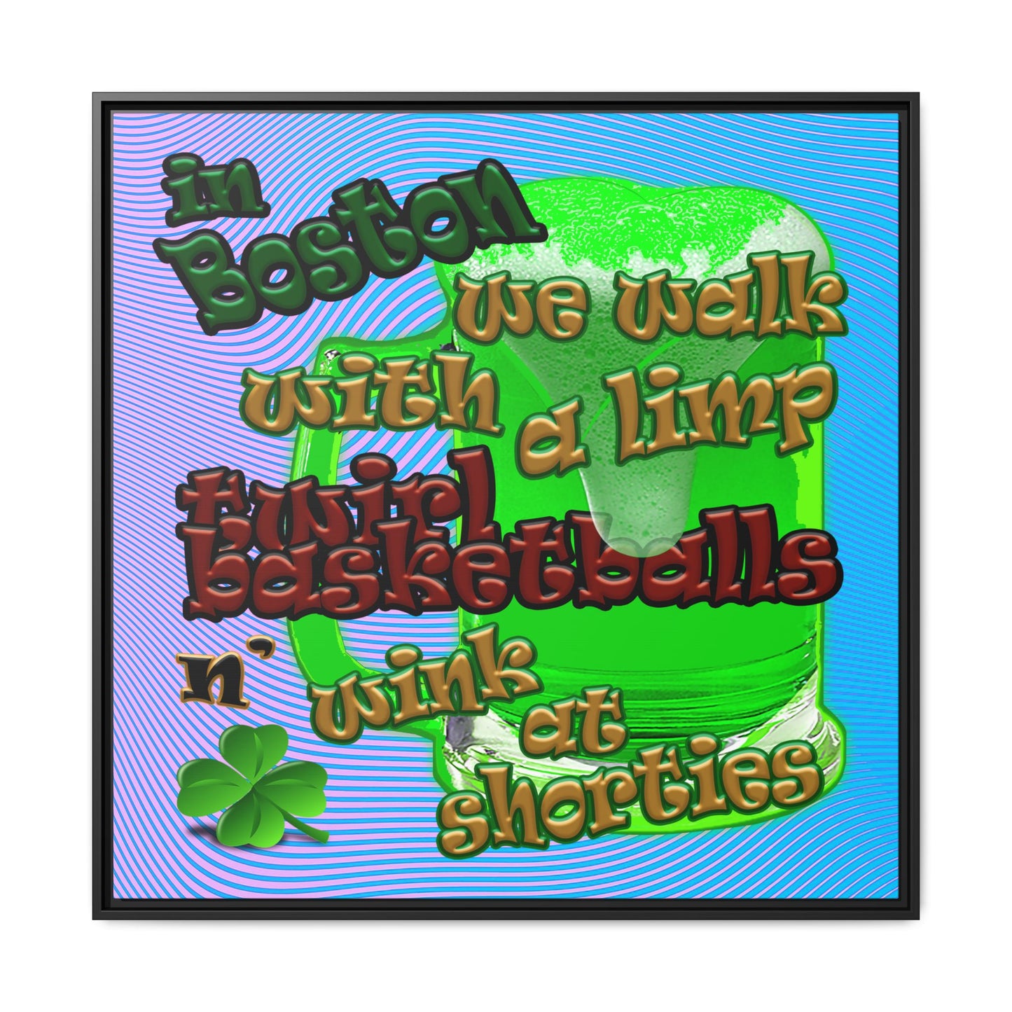 celtics logo - framed canvas art (light blue-purple wave)