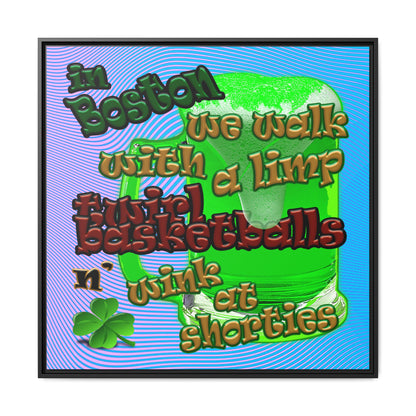 celtics logo - framed canvas art (light blue-purple wave)