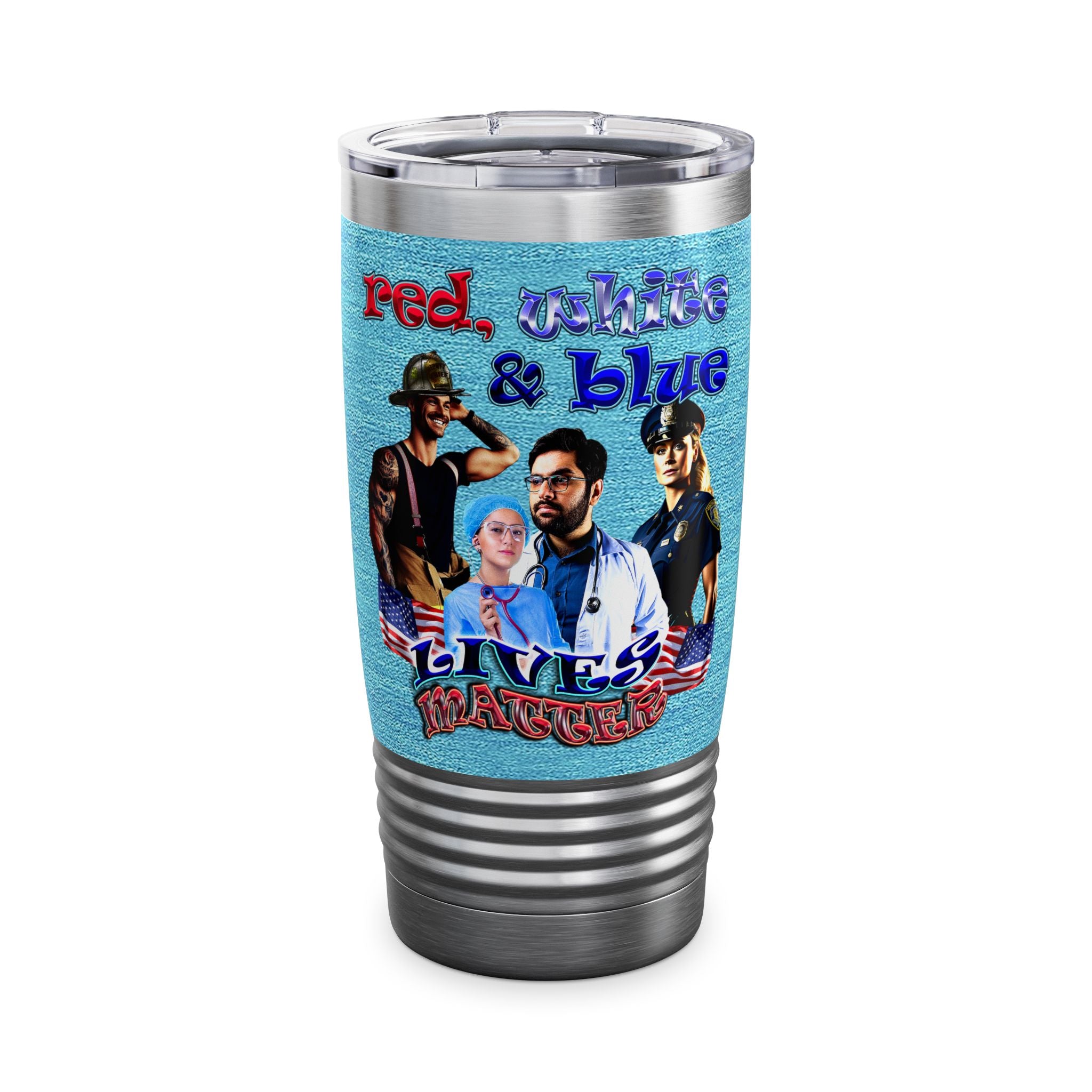 rw&b lives matter - Ringneck Tumbler, 20oz (faded blue)