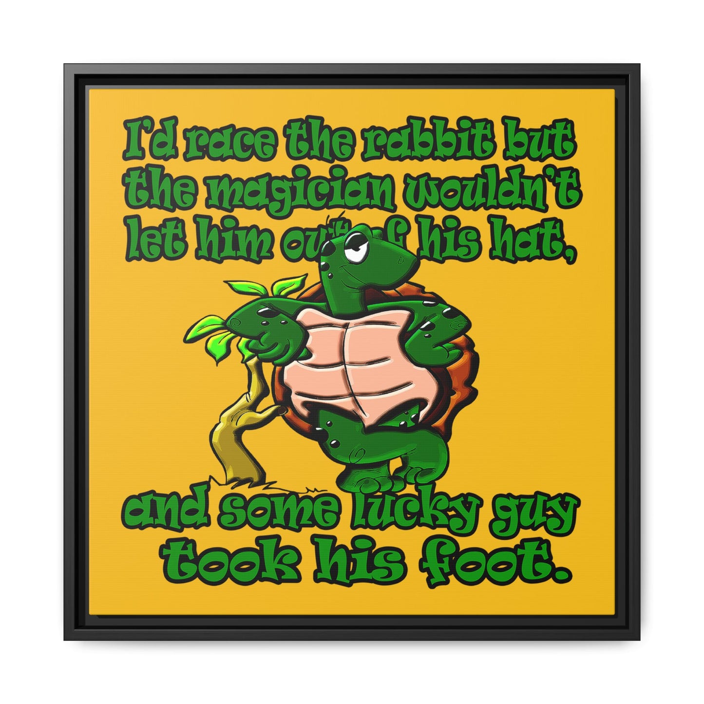 turtle race - framed canvas art (yellow)