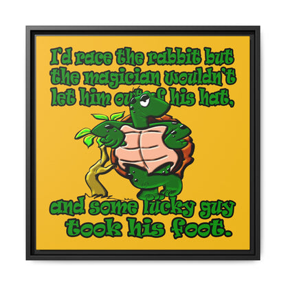 turtle race - framed canvas art (yellow)
