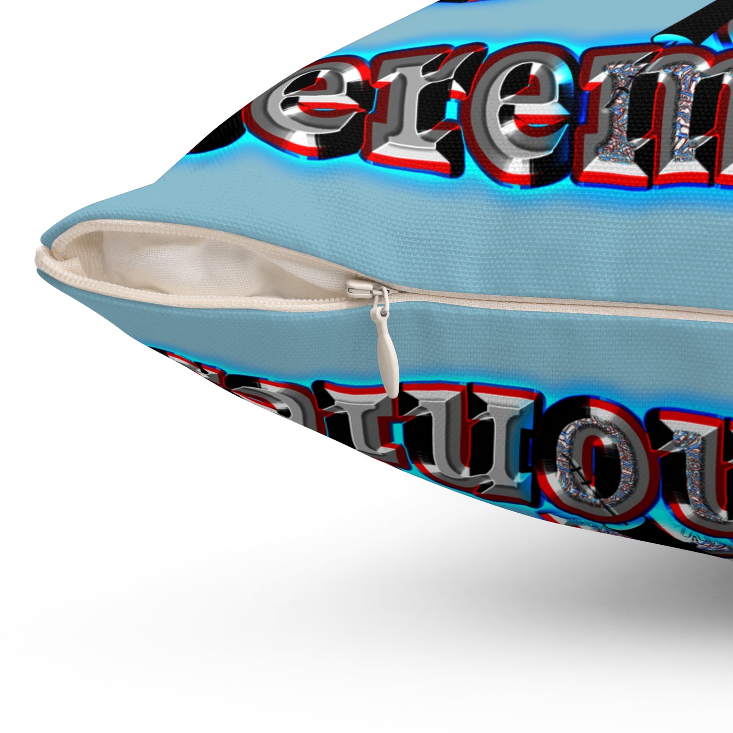 em cee squared - Spun Polyester Square Pillow - (aqua blue)
