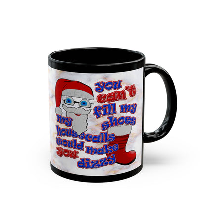 santa's shoes - Black Mug (white marble)