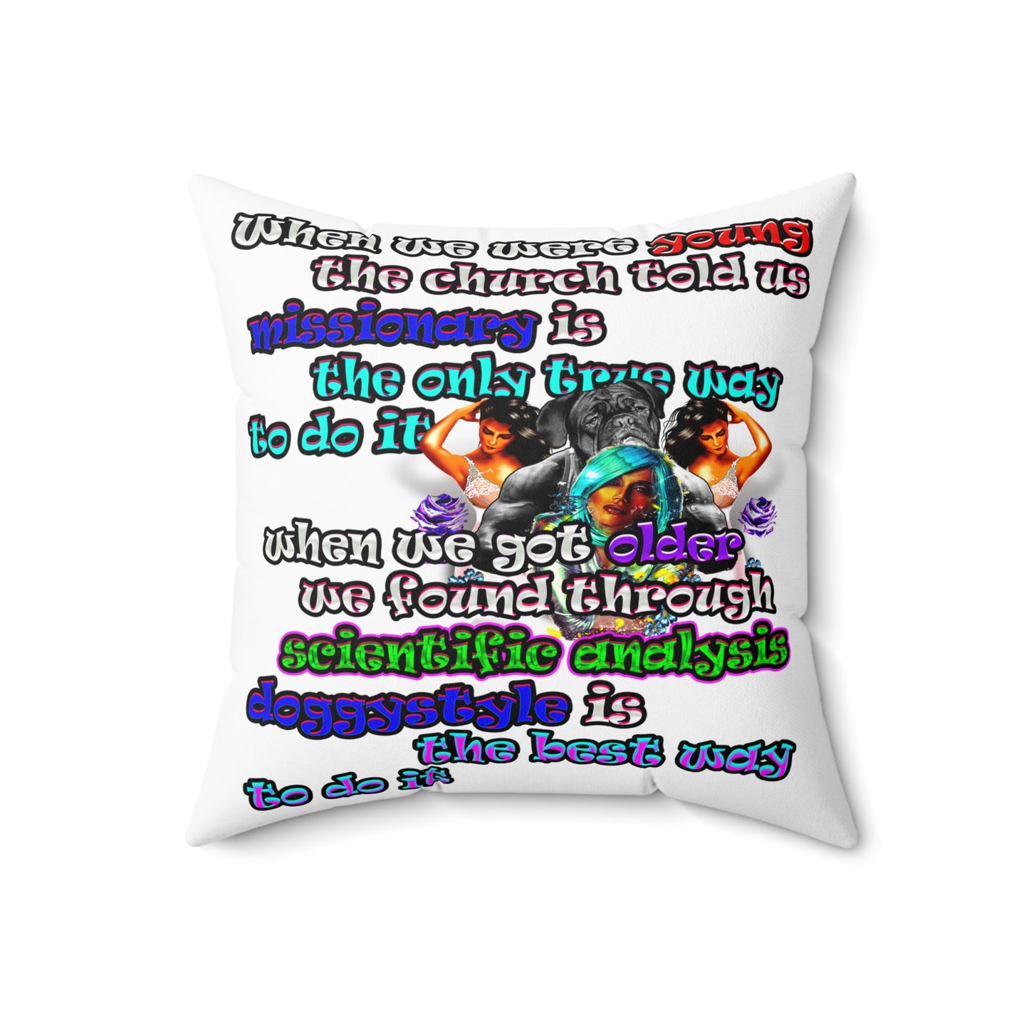 doggystyle - Spun Polyester Square Pillow - (white)