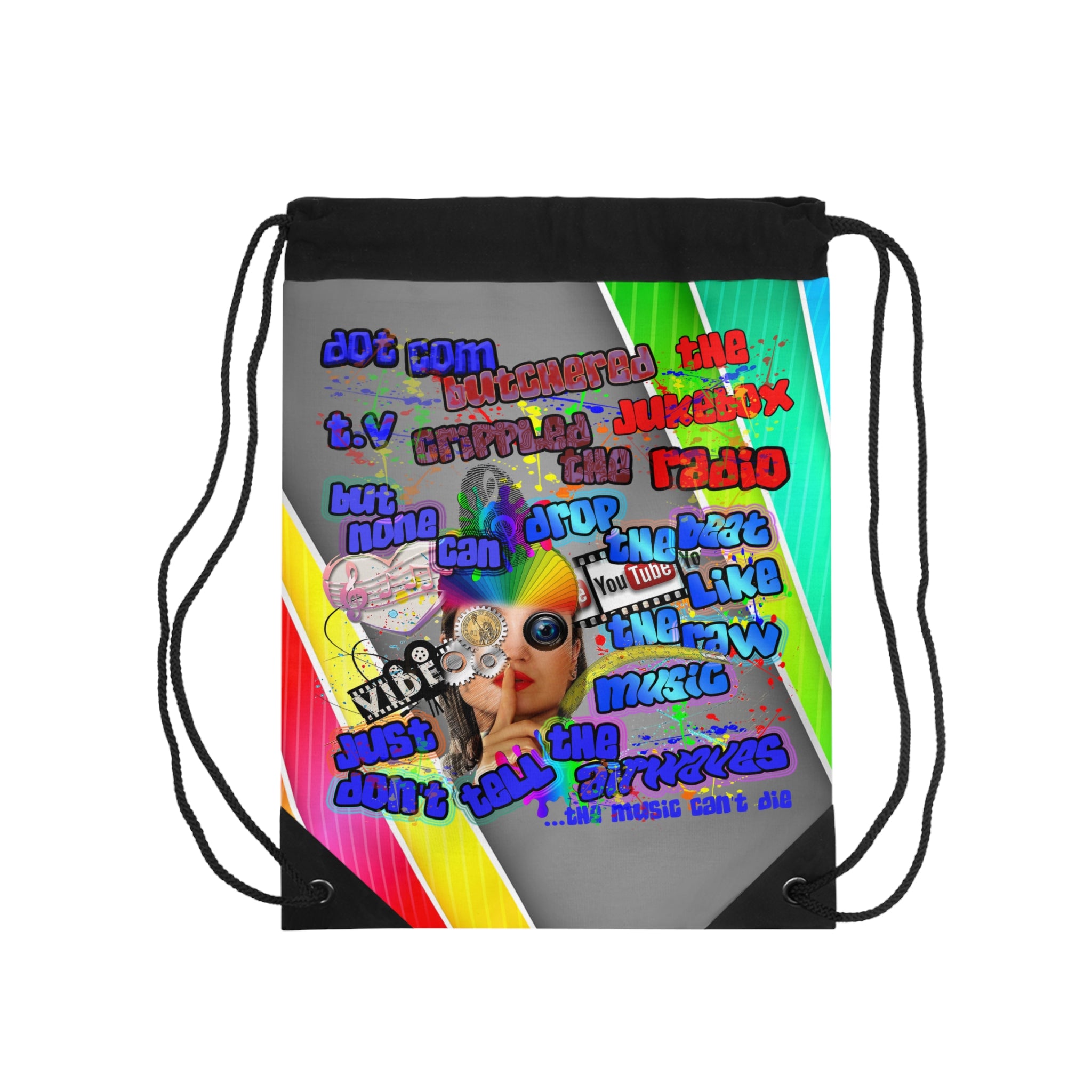 drop the beat - Drawstring Bag (rainbow split)