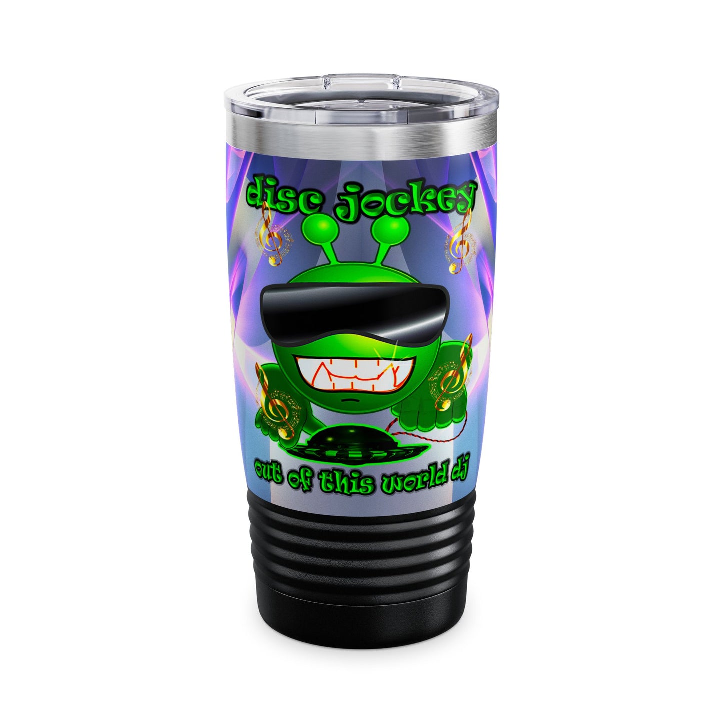 disc jockey - Ringneck Tumbler, 20oz (grey-pink wave)