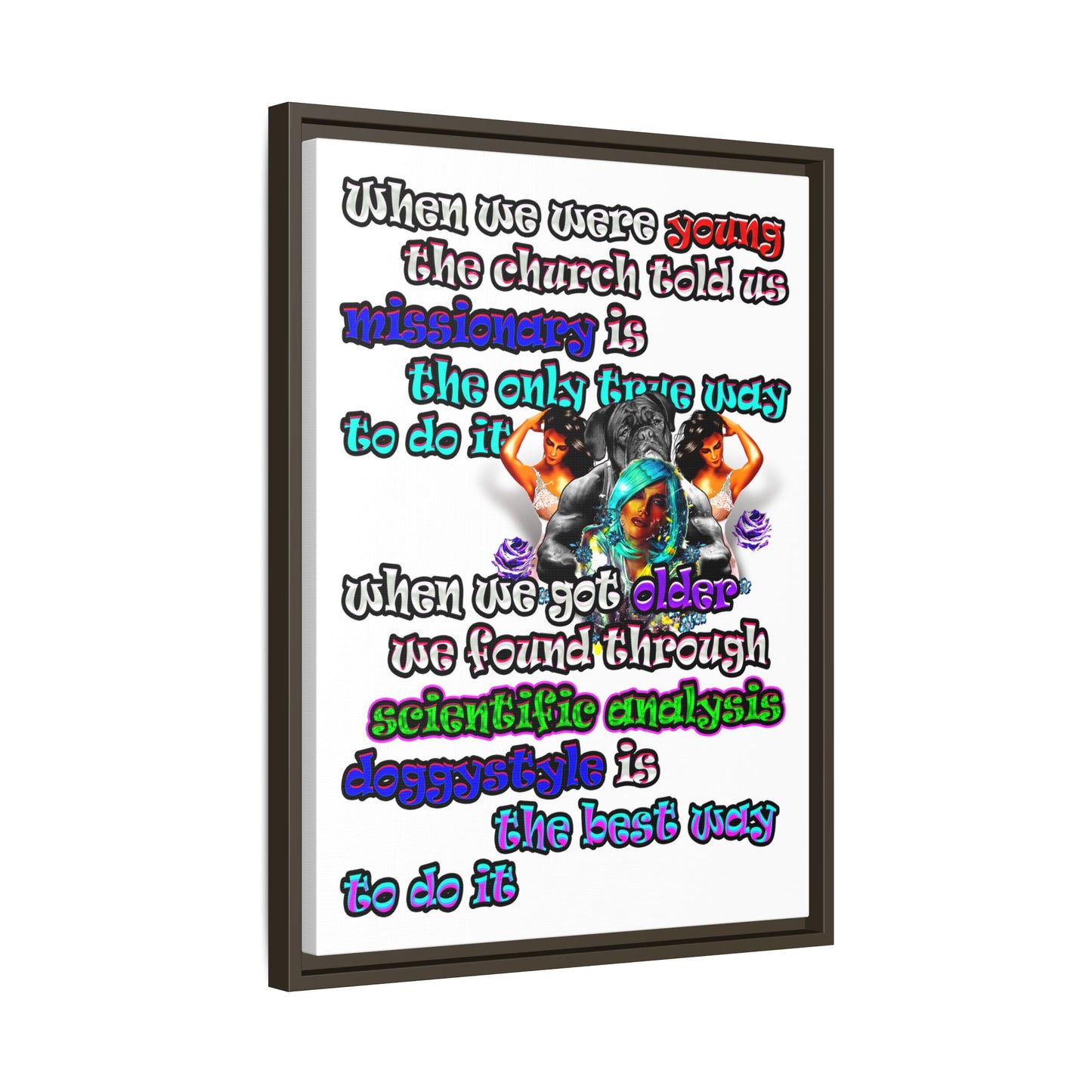 doggystyle - framed canvas art (white)