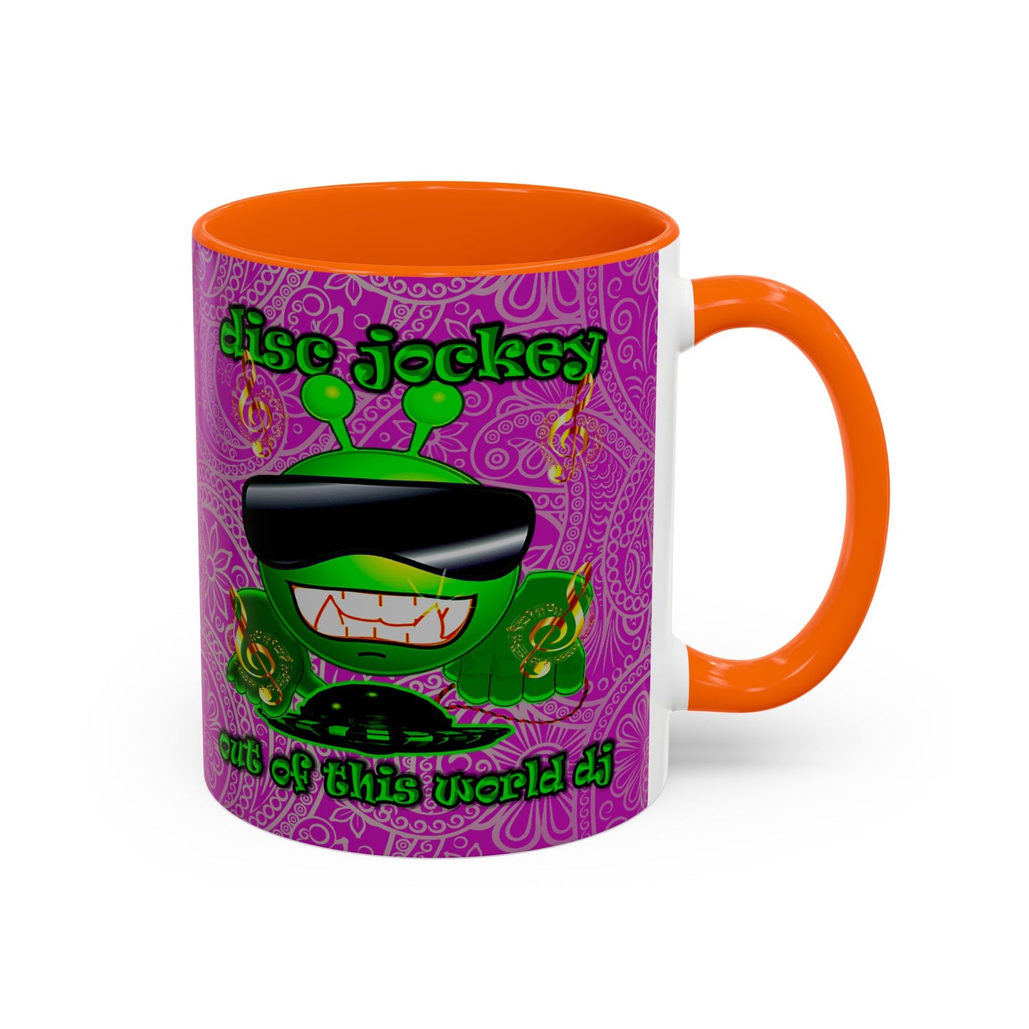 disc jockey - Accent Mug (pink swirl)