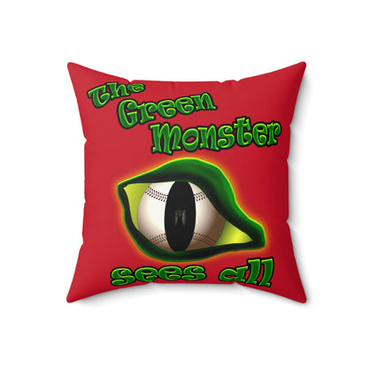 green monster - Faux Suede Square Pillow - (dark red)