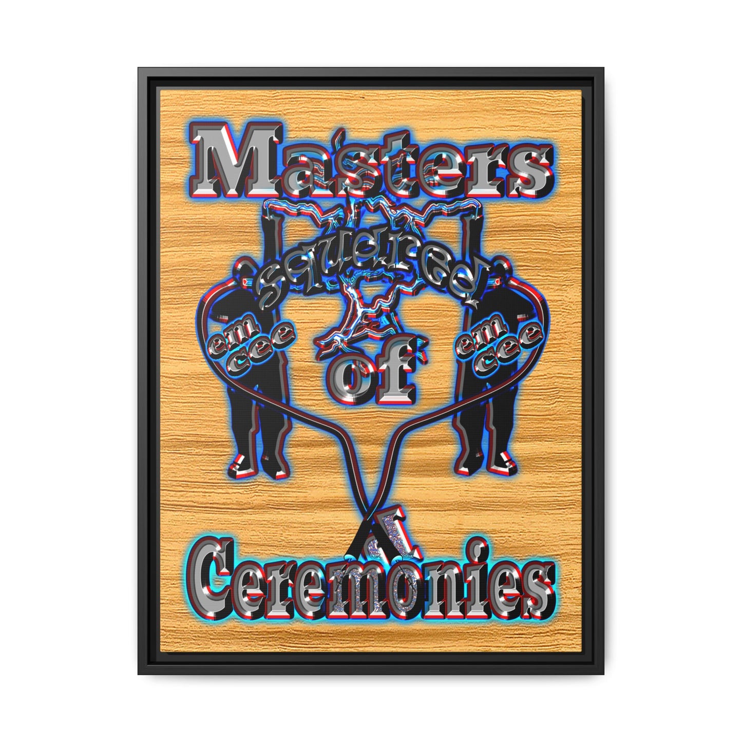 em cee squared - framed canvas art (butterscotch wood finish)