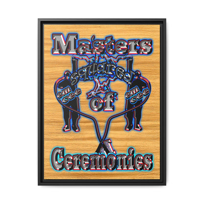 em cee squared - framed canvas art (butterscotch wood finish)