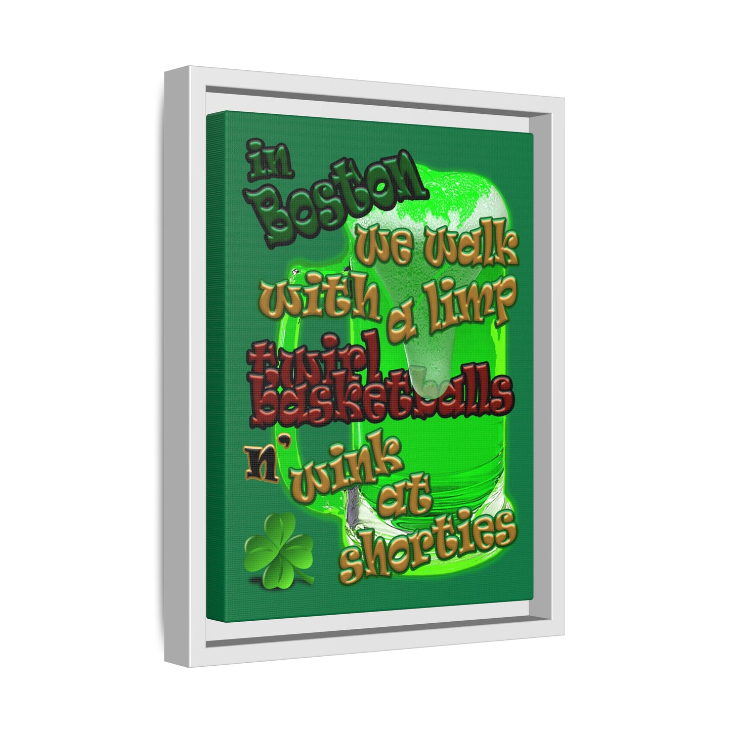 celtics logo - framed canvas art (dark green)