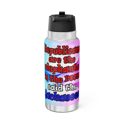 donkeys and elephants - Gator Tumbler, 32oz  (light blue-pink wave)