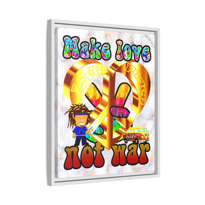 love peace - framed canvas art (white marble)