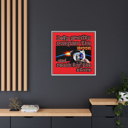 defy conquer reach - framed canvas art (red)