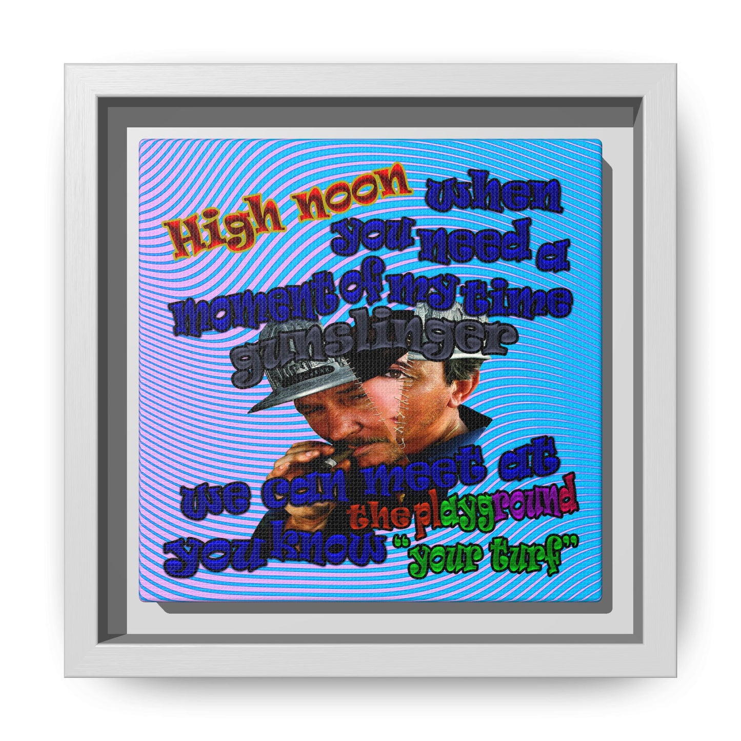 high noon - framed canvas art (light blue-purple wave)