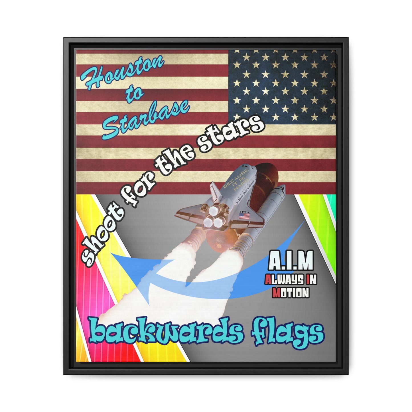shoot for the stars - framed canvas art (rainbow split)
