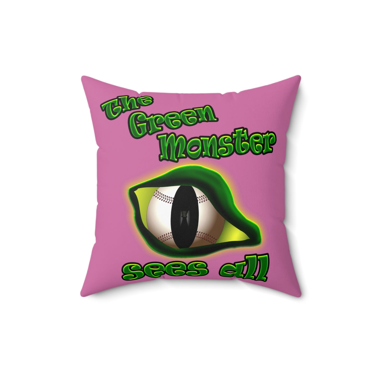 green monster - Spun Polyester Square Pillow - (light pink)