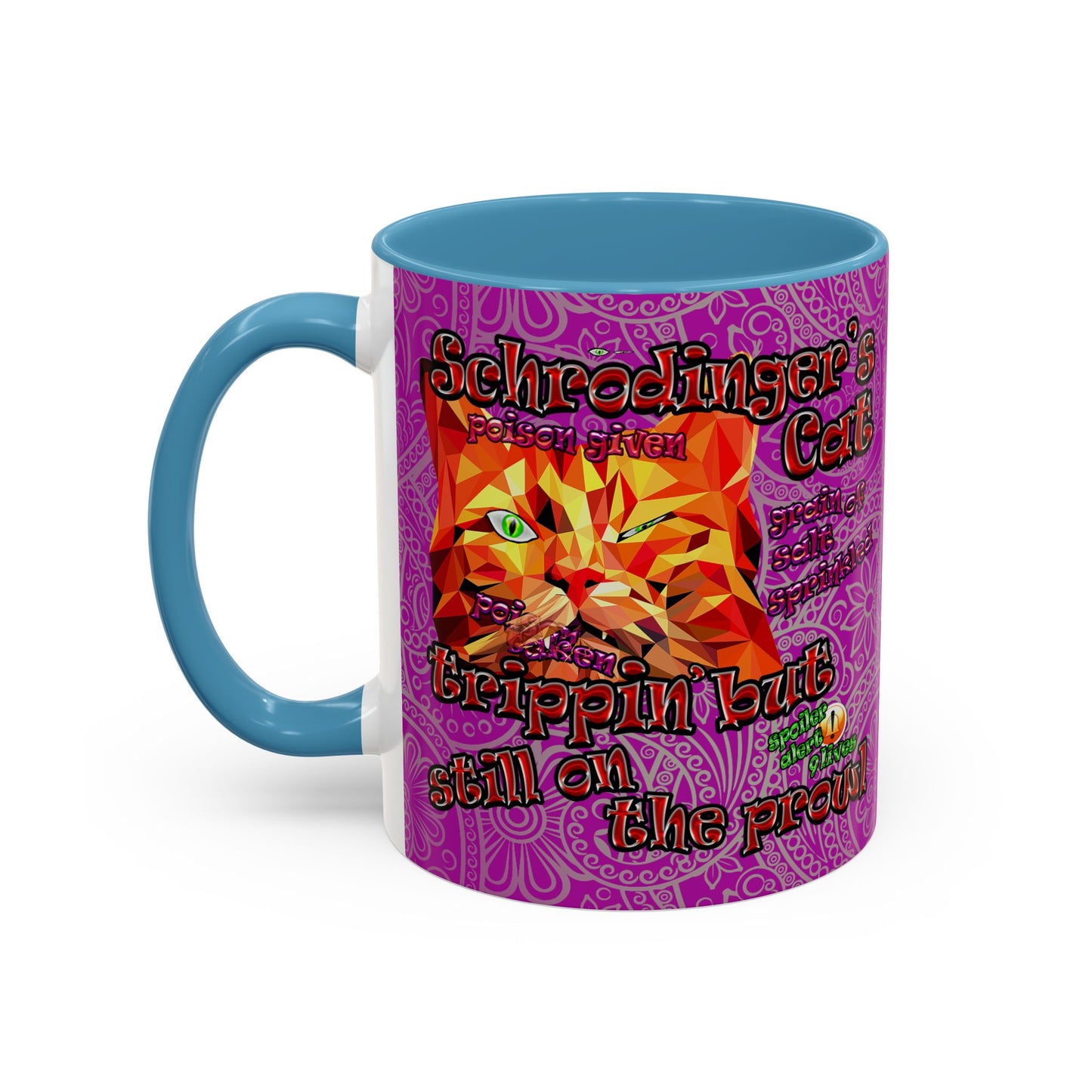 schrodinger's cat - Accent Mug (pink swirl)