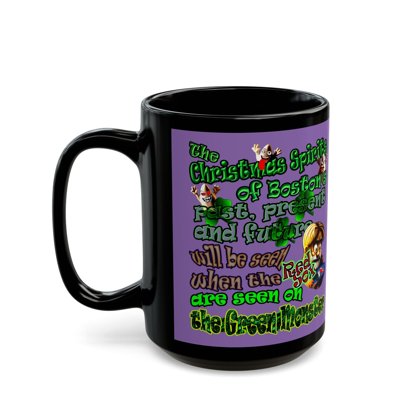 christmas spirits of boston - Black Mug (light purple)