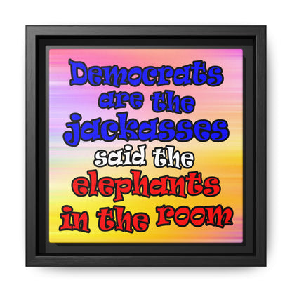 donkeys and elephants - framed canvas art (color blur)