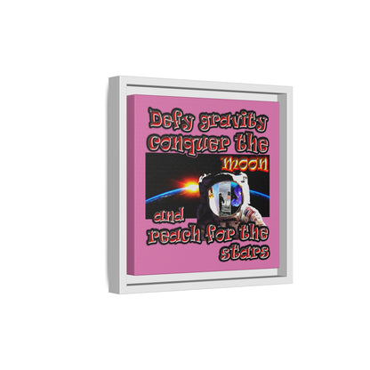 defy conquer reach - framed canvas art (light pink)