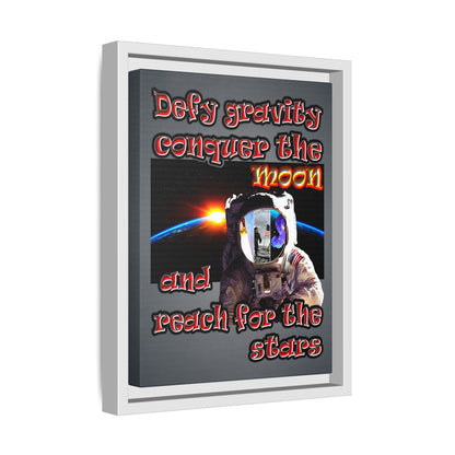 defy conquer reach - framed canvas art (grey-light grey)