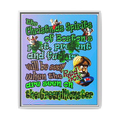 christmas spirits of boston - framed canvas art (light blue-purple wave)