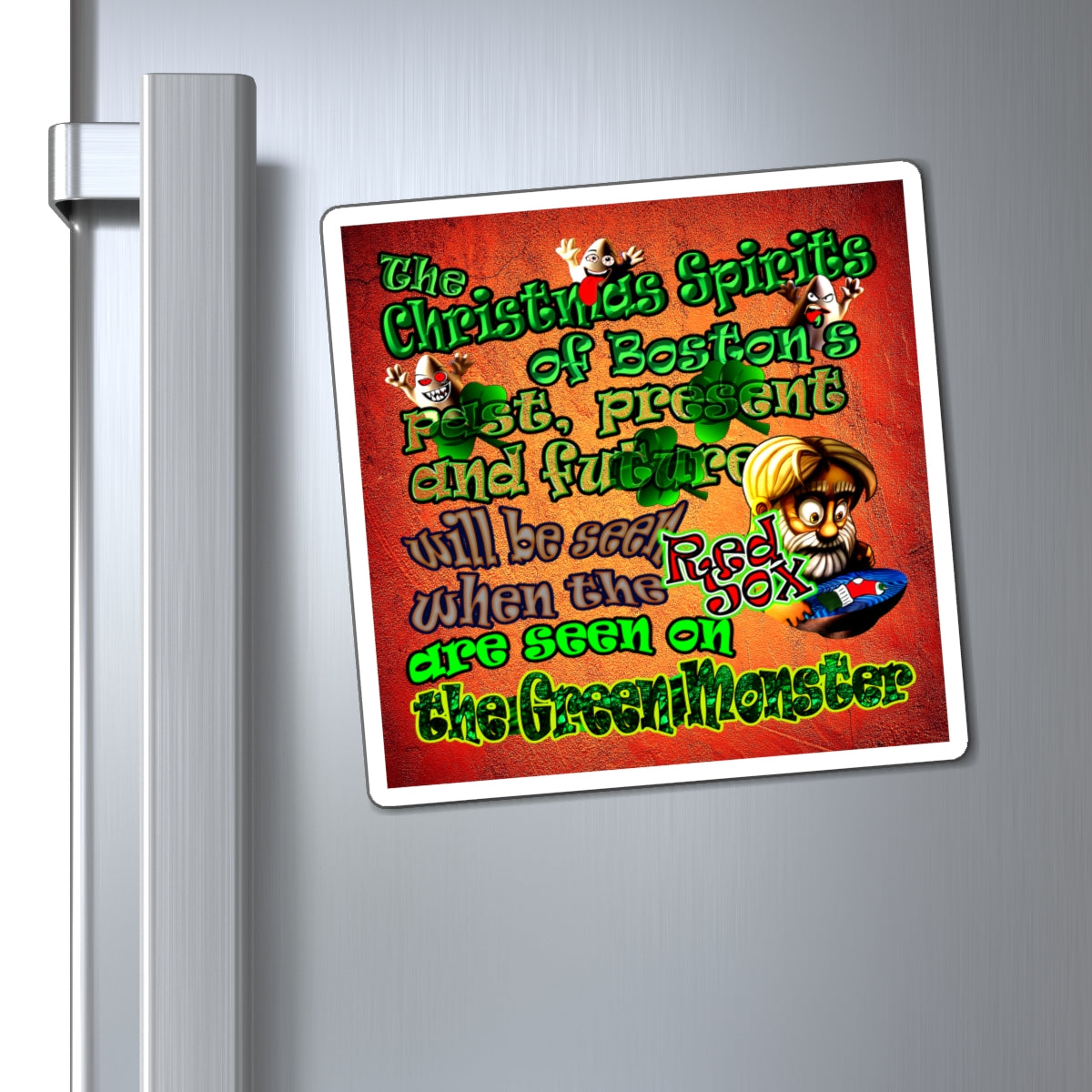 christmas spirits of boston - Magnets - (burnt orange)
