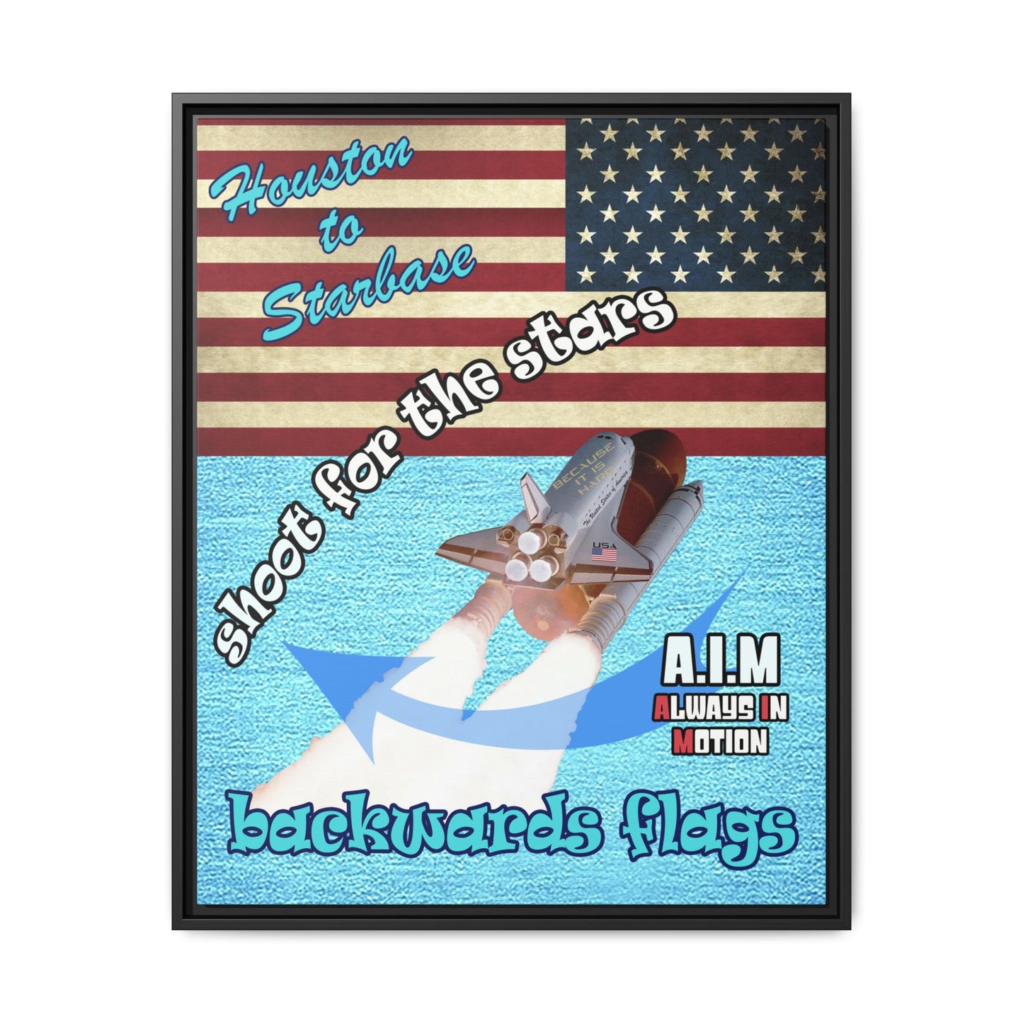 shoot for the stars - framed canvas art (faded blue)
