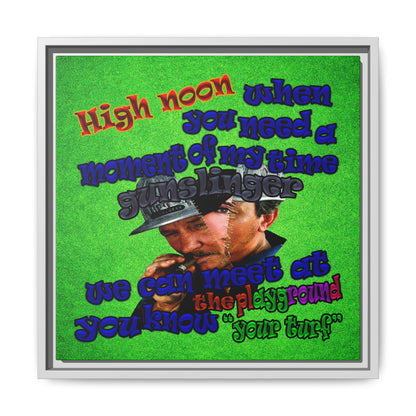 high noon - framed canvas art (green turf)