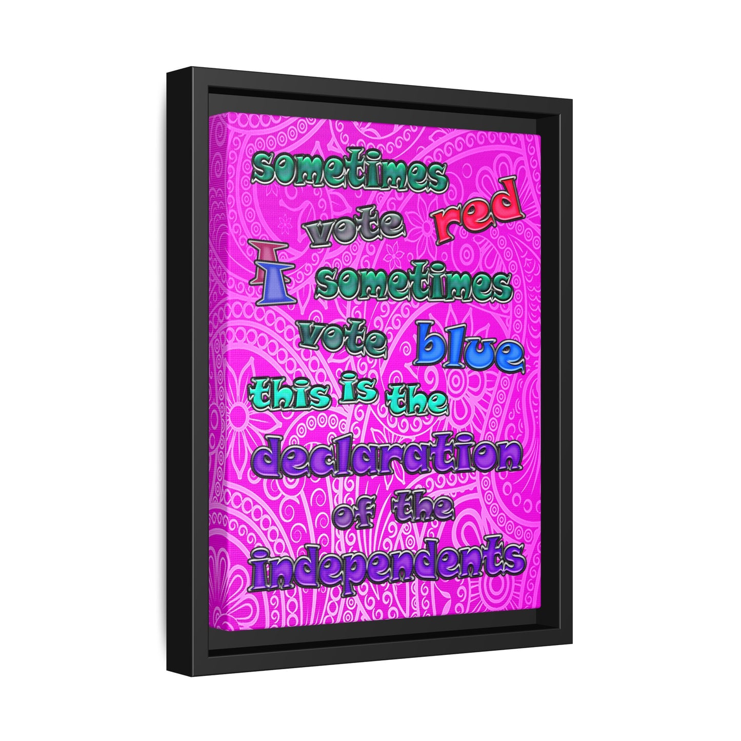 declaration of the independents - framed canvas art (pink swirl)