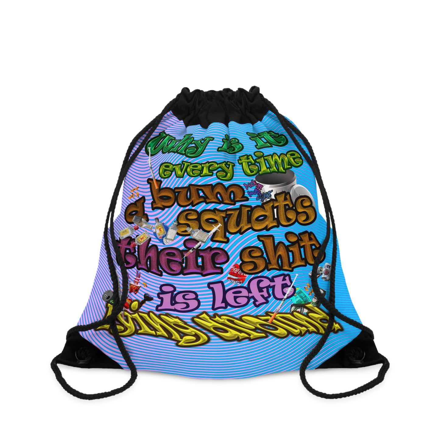 the bum's shit - Drawstring Bag (light blue-purple wave)